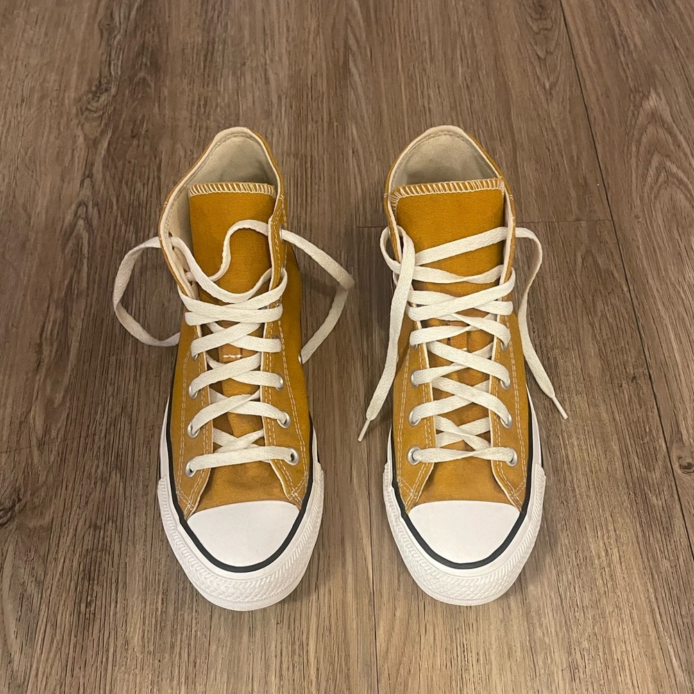 Mustard yellow high top Converse